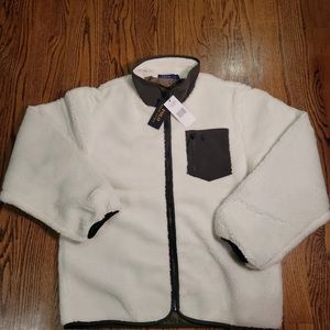Polo Ralph Lauren Men Full Zip Pony Sherpa Fleece Coat Jacket Size Large White